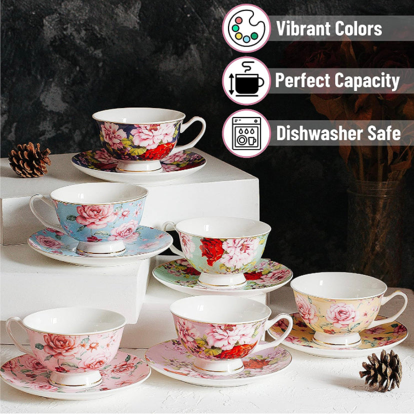 Tea Cup & Saucer Set of (6)