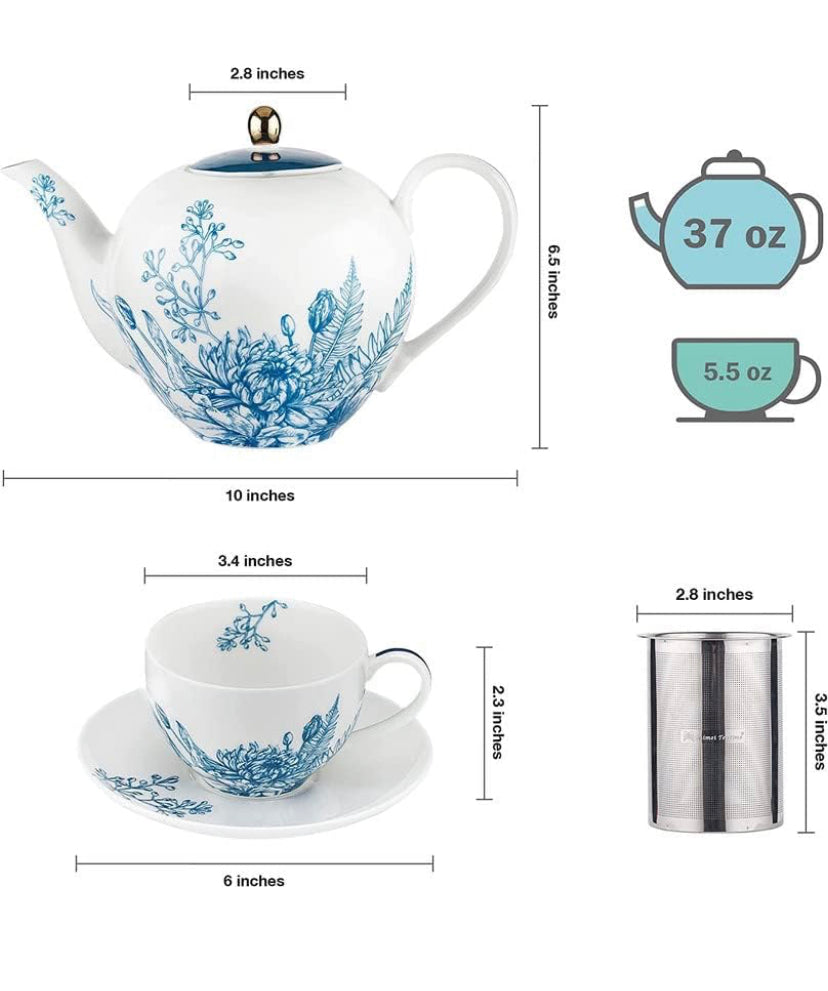 Ceramic Tea Set (Blue)